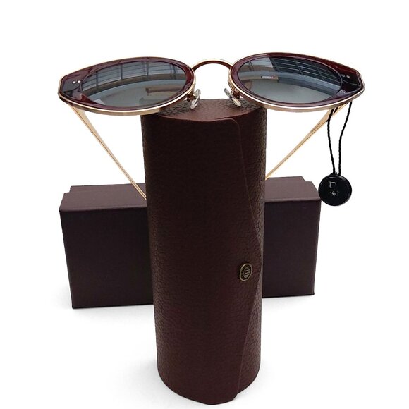 Matsuda Cat Eye Sunglasses M3120 NWT Matsuda M3120 Cat Eye Sunglass Bordeaux Pale Gold Grey Solid  main image 3